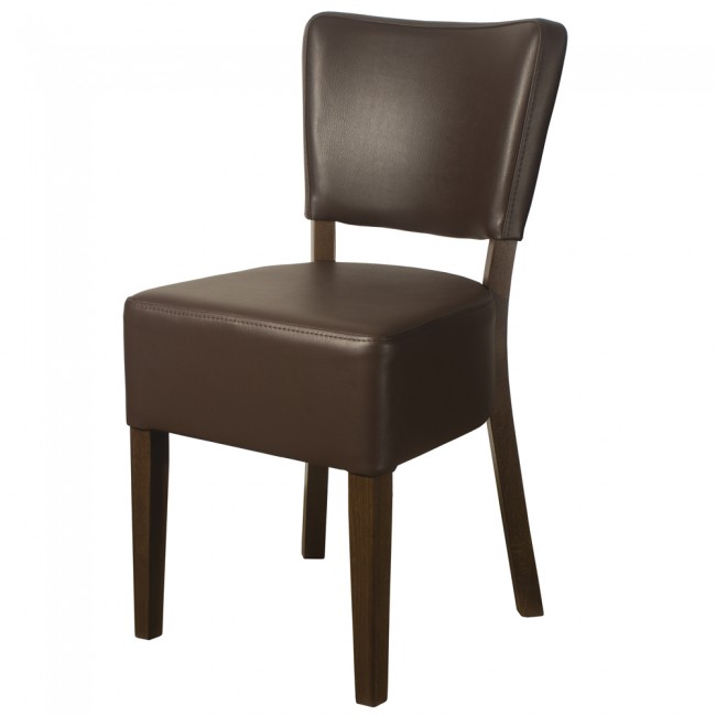 RESTAURANT LEATHER DINING CHAIR BROWN 1970 - Click Image to Close